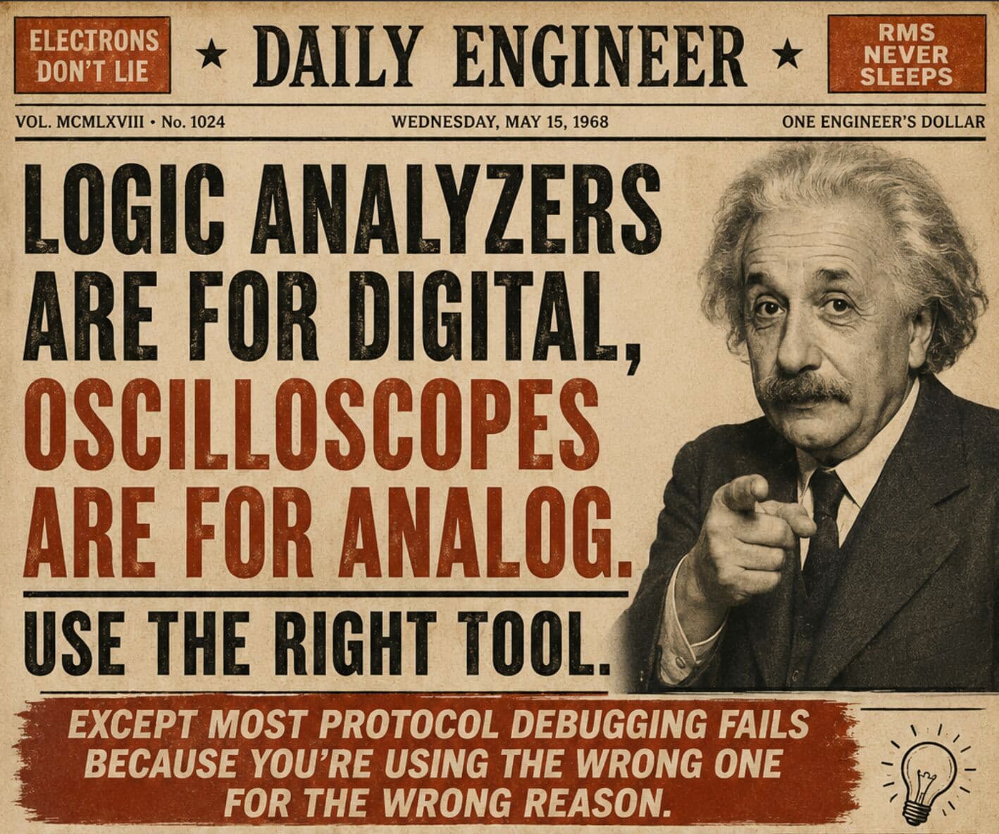 Logic analyser and oscilloscope debugging