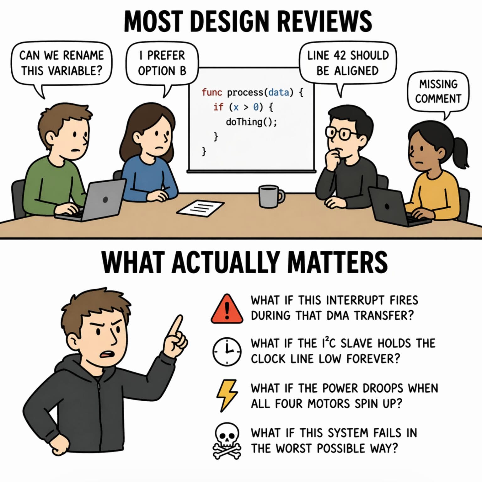 Design reviews that test failure paths